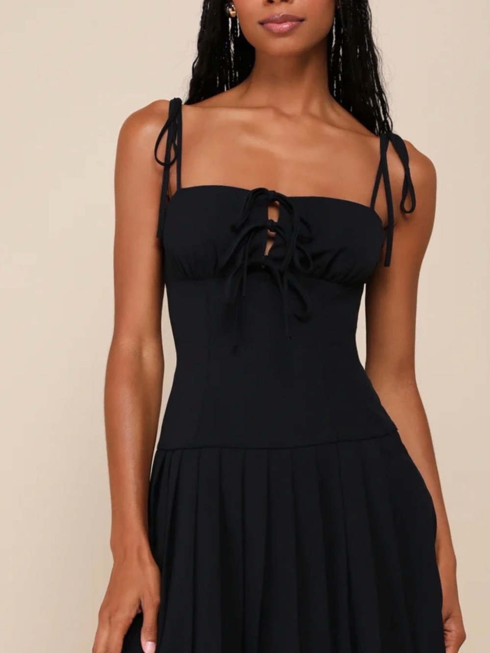 Lulu's Black Strapless Tie-Front Sundress with Shoulder Ties - Picture 1 of 4